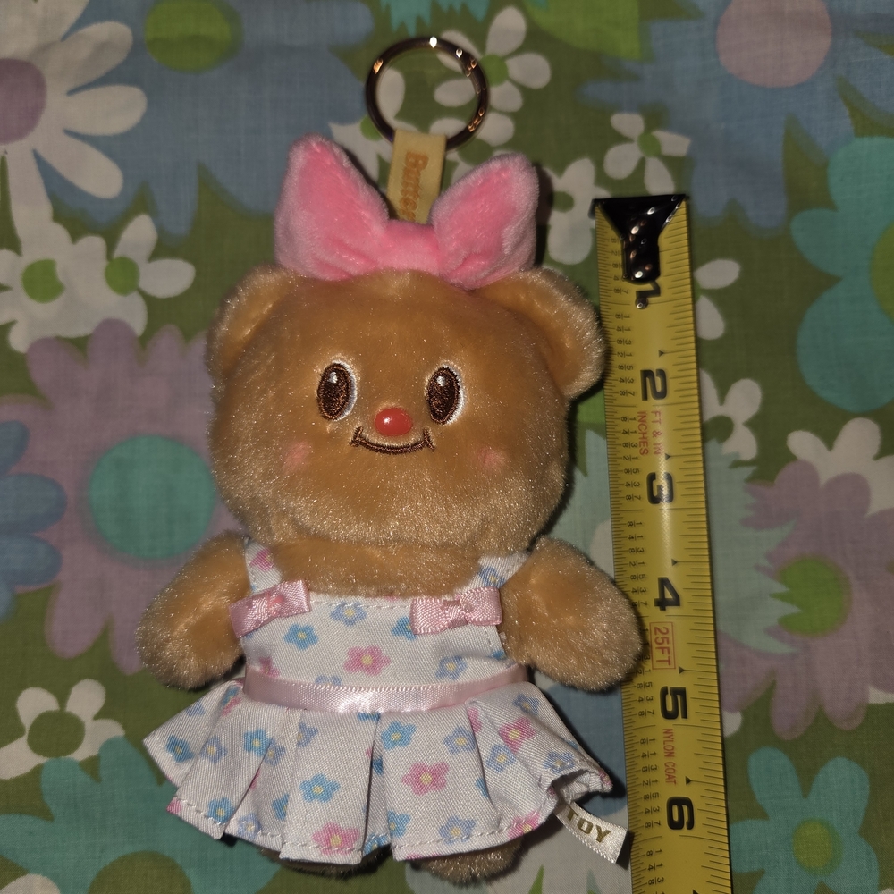 Adorable Plush Bear Keychain with Pink Bow Butter Bear Blind Box